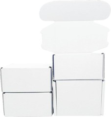 Set of 2 White Corrugated Shipping Boxes – Small Business Mailers, 4x3x2 Inches