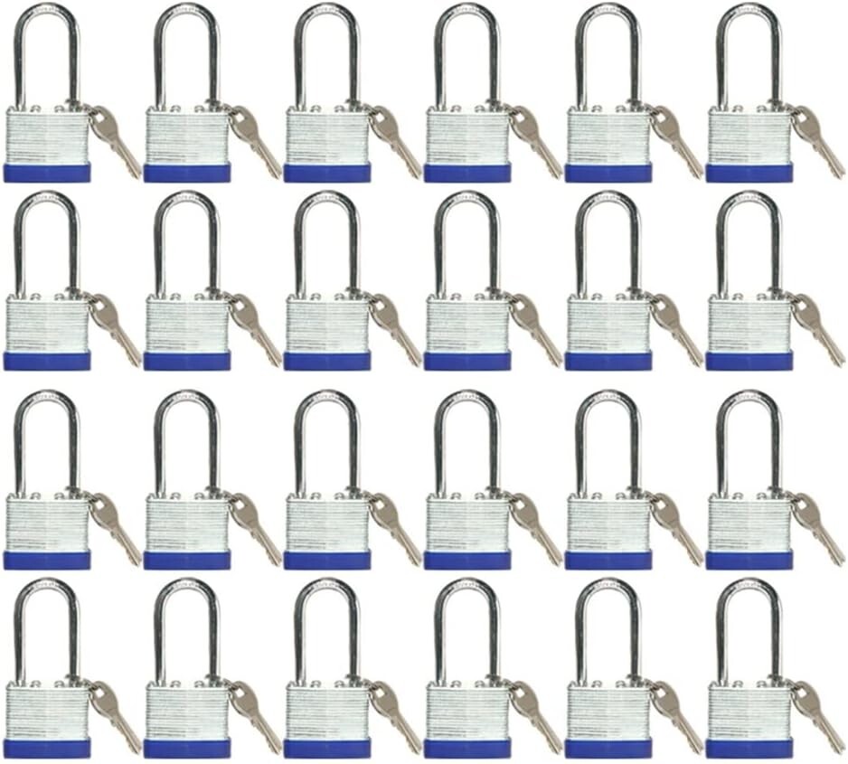 Lot of 36 Piece 40mm Laminated Pad Locks Keyed the Same Alike Long Shackle