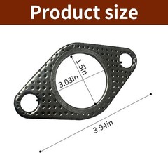 2 PCS Exhaust Gasket, 1.5 Inch High Temperature Reinforced Flange Size: 1.5 In
