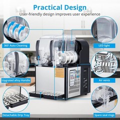 Commercial Slushy Machine Smoothie Maker 4Lx2 Frozen Drink Daiquiri Machine