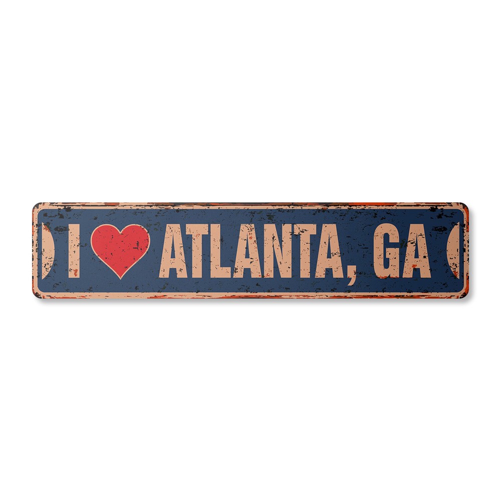 I LOVE ATLANTA GEORGIA Vintage Street Sign ga city state us wall road rustic