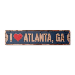 I LOVE ATLANTA GEORGIA Vintage Street Sign ga city state us wall road rustic