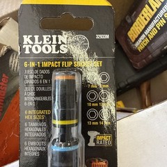 Klein Tools 32933M 6-in-1 Impact Rated Flip Socket Set 5” 6 Metric Hex Sizes NEW