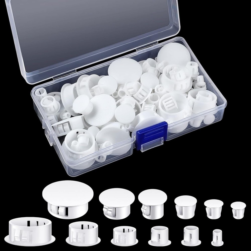 6 Sizes Plastic Hole Plugs White Plugs Hole Door Screw Hole Plugs Screw Cover…