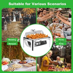 9QT Food Warmer Commercial Steel Chafer Buffet Chafing Dish Roll Top