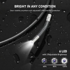 Ralcam 2-Way Borescope 6.2mm Slim Probe Inspection Camera Endoscope with Light