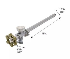 Lot of 4 – Everbilt 1/2″x 3/4″x 12″ Brass Anti-Siphon Frost Free Sillcock Valve