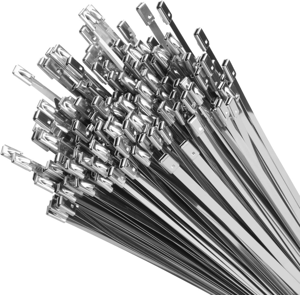 100Pcs Metal Zip Ties 304 Stainless Steel Heavy Duty Self-locking Cable Tie