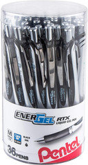 Energel RTX Retractable Liquid Gel Pen Canister, Black Ink